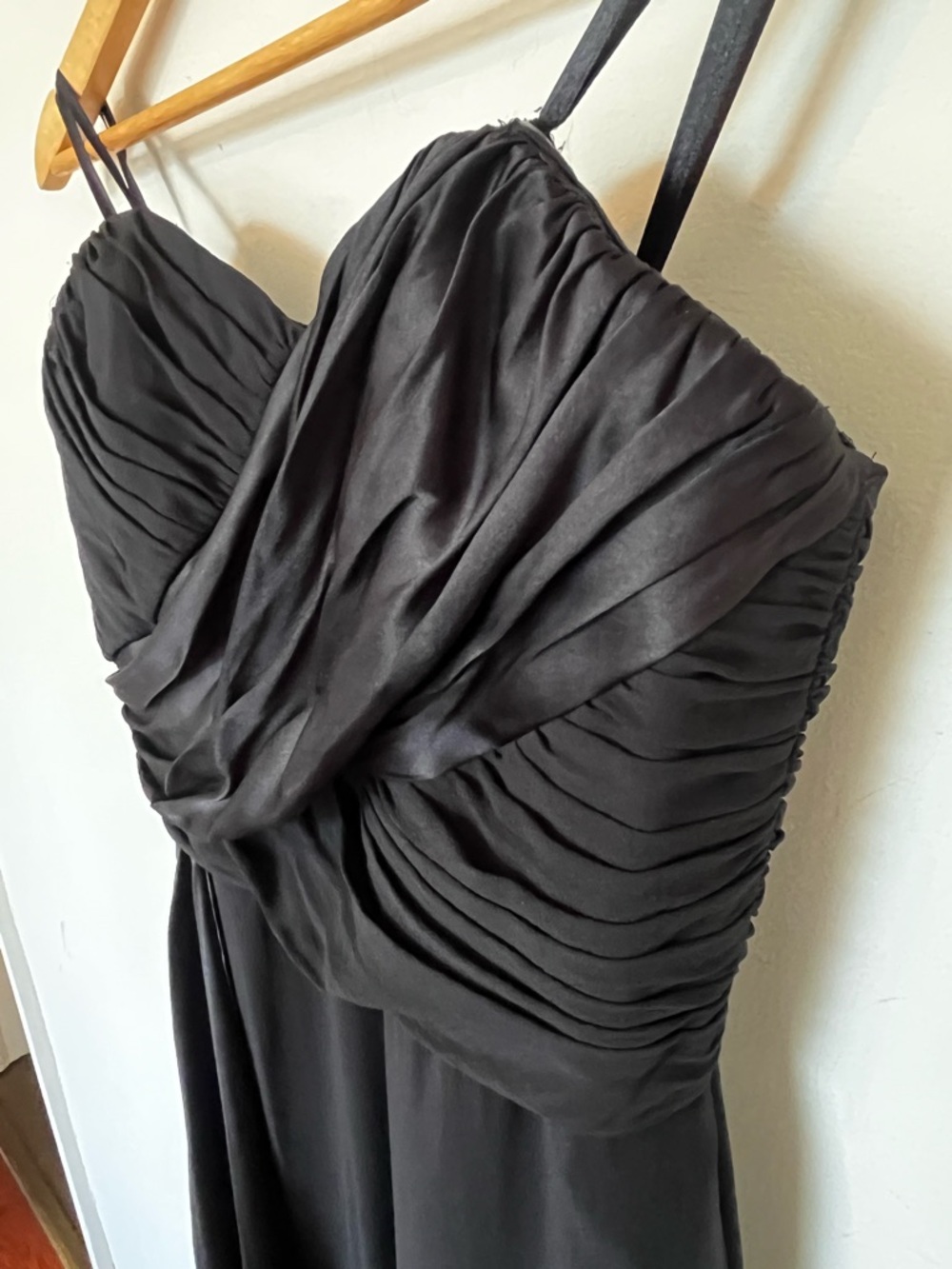 Badgley Mischka Strapless Black Chiffon Gown Train Size 8 Formal Evening Dress - Picture 6 of 17